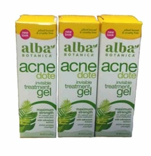 3pk Alba Botanica Acne Dote Maximum Strength Invisible Treatment Gel 0.5oz (X6)