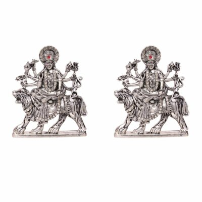 Set of 2 Hindu Goddess Durga Devi Mata Idol Figurine Statue Home Decor Gift