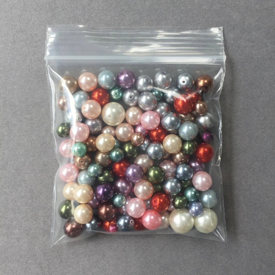 100 x Multicoloured Mix Czech Glass Pearl Beads.  Mix of sizes 5 - 10 mm. - Image 2 of 2