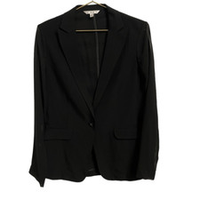 CAbi 309 Black Chic Blazer Jacket with Sheer Sleeves One Button Size 6