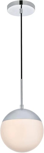 Living District Eclipse 1 Light Chrome Pendant with Frosted White Glass - Picture 4 of 6