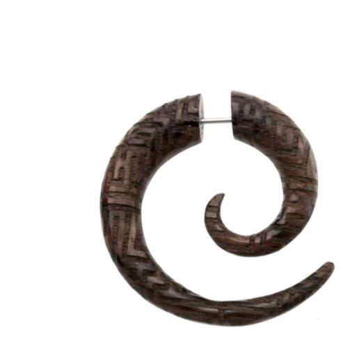 Fake Piercing Ohrring Spirale Holz dunkel Labyrinth - Bild 1 von 7