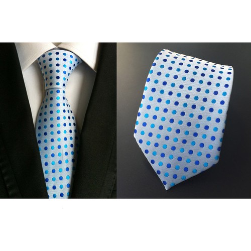 Men Polka Dots 8cm Wide Tie Jacquard Polyester Casual Formal Flower Necktie - Picture 11 of 27