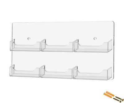 6 Pocket Business Card Display Rack Gift Card Holder Organizer Wall Mount