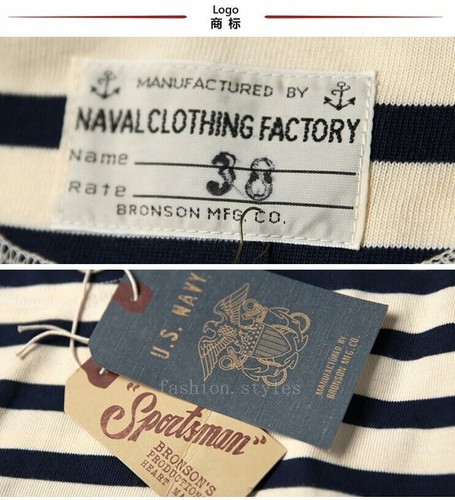 Bronson Mens Breton Striped Long Sleeve Shirt Causal French Sailor Naval T-Shirt - Picture 5 of 23