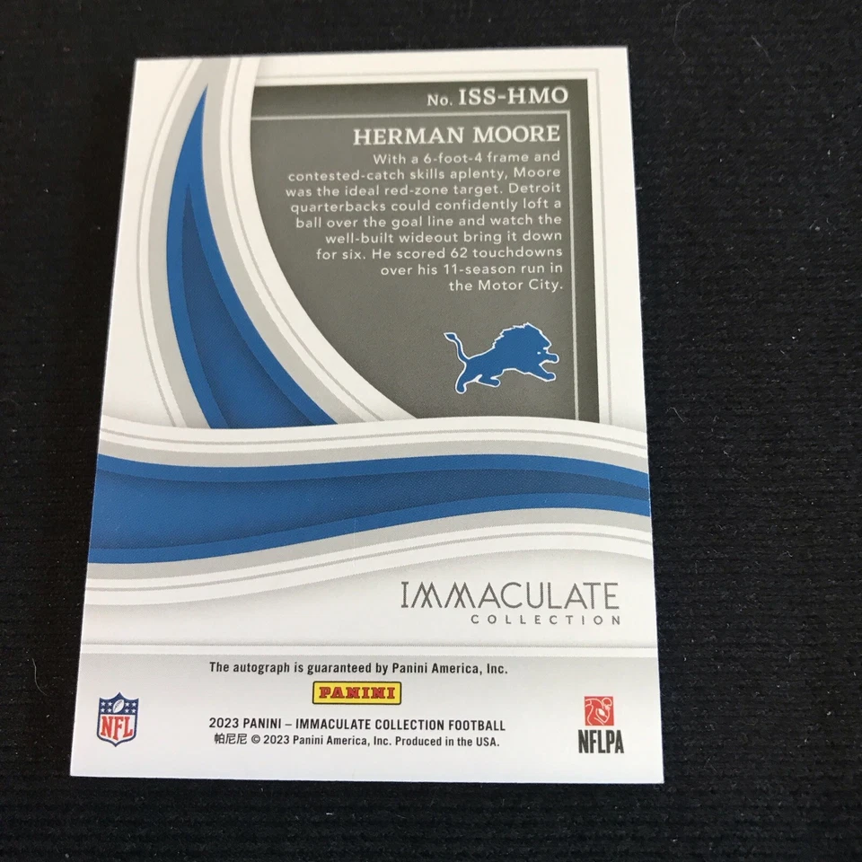 HERMAN MOORE 2023 IMMACULATE COLLECTION AUTOGRAPH LIONS AUTO /49 - Image 2 of 2