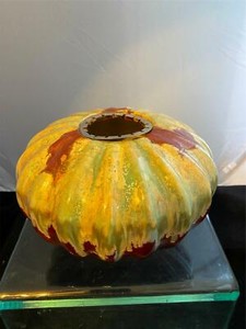 Ceramic Accent Fire Gel Canister Brown And Loam Earth Tones Pre- Owned