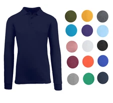 Men Long Sleeve Polo Shirt Size S M L Xl XXl New Standard Neck Classic Uniform