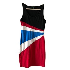 Lauren Ralph Lauren Sheath Dress Womens Medium Colorblock Sleeveless