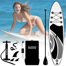 SUDOO 10FT Inflatable Stand Up Paddle Board 6' Thick Blow Up SUP Paddle Board BK