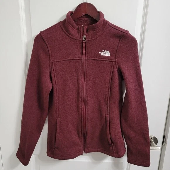 The North Face Women's Maggy Sweater Fleece Jacket Heather Burgundy - Size M