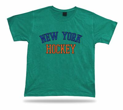 NEW YORK HOCKEY t-shirt tee blue orange white NY USA ice apparel desgin winter