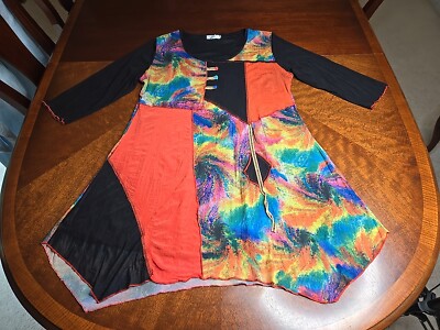 Boho Adore L Tapestry Patchwork Dress Wearable Art Mixed Pattern Lined Pullover