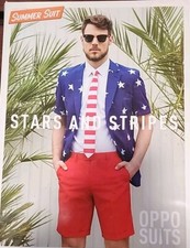 Oppo Suit Stars Stripes Flag USA Trump Uncle Sam Jacket Tie Shorts Costume