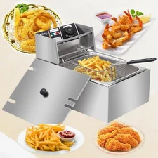 ZOKOP 6L 2500W Electric Deep Fryer Commercial Restaurant Basket Single Tank
