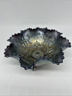 Antique Northwood Wishbone Carnival Glass in Amethyst Footed Bowl