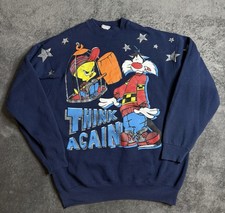 Vintage 90s Looney Tunes Sylvester Tweety Bird Crewneck Sweatshirt 2XL Funny USA