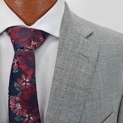 Tom James Mens 46L Gray Wool Silk Suit Jacket Blazer Formal Business Sport Coat