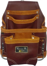 Leather Carpenter Tool Pouch – 10 Pocket Heavy Duty Tool Belt Pouch, Maroon