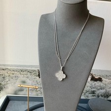 25mm Flower CZ necklace 925 silver white gold plated