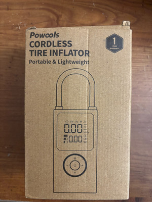Powools Cordless Tire Inflator Portable Air Compressor Digital Display Car Bike
