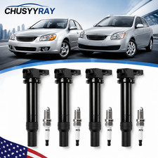 4Pack Ignition Coil  Iridium Spark Plugs For 2006-2011 Hyundai Accent Kia Rio5