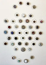 BEAUTIFUL CARD OF 42 DIFFERENT ANTIQUE WAISTCOAT BUTTONS SEVERAL PICTORIALS
