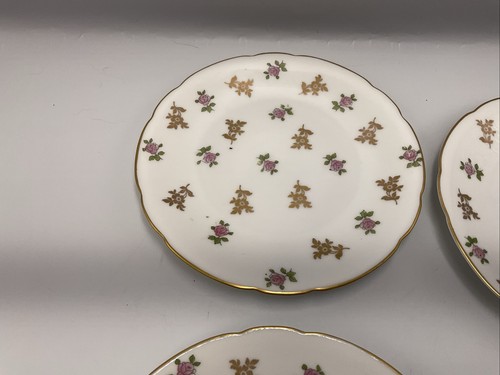 4 Vintage Czech Porcelain Trios Cup/Saucer/Side Plate Pink Roses Scallop Edge B - Picture 4 of 24
