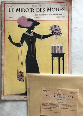 LE MIROIR DES MODES Nr. 3 März 1912 alte Modezeitschrift Couture + seine Muster