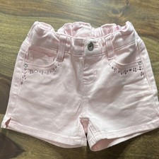 Member's Mark Girls Pink Denim Shorts S 6/6X Rhinestone Detail