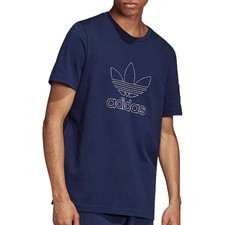 adidas Originals Men's Outline Trefoil Cotton T-Shirt DH5783- S, Navy, Q2 D124T