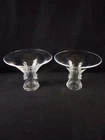 Set of 2 Steuben Thumbprint Trumpet Handblown art glass Vases - Signed!