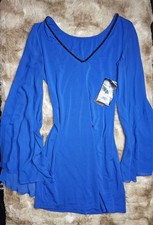 NWT Guess by Marciano Cosmic Blue Dress Small Bell Sleeve Beaded Neck Mini