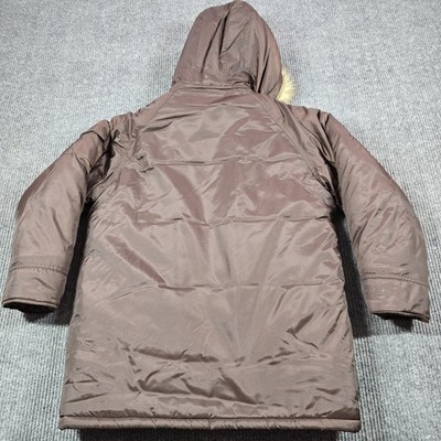 Phat Farm Jacket Mens Large Brown Hooded Faux Fur Trim Puffer