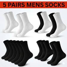 5 Pairs Mens Sports Socks Cotton Rich Cushioned Football Crew Sock Size 6-11 UK