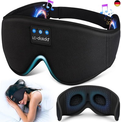 LC-dolida Schlafmaske mit Kopfhörer Bluetooth V5.4, 3D Schlafkopfhörer A