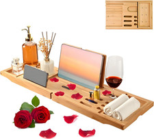 Bathtub Tray - Luxury Bamboo Bathtub Tray for Bath Accessories, Expandable Bath