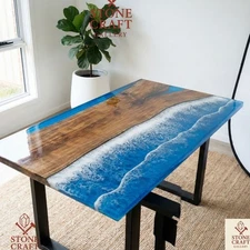 60" x 30"  Epoxy Resin Ocean Table Top /  Epoxy Dining Table Top Furniture