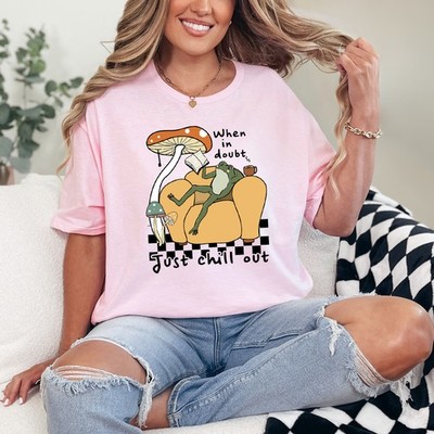 When In Doubt Just Chill Damen T-Shirt Goblincore Lesen Geschenk für Sie