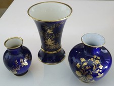 3-teiliges Vintage Vasenset KPM / Royal Bavaria mit Goldverzierung
