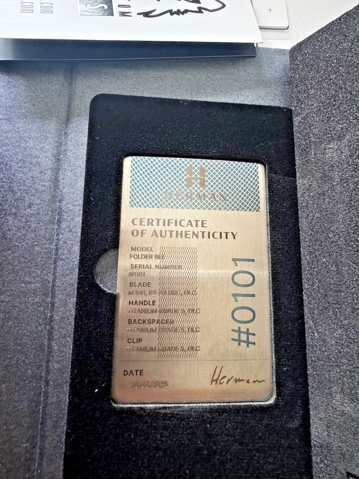 ¡MUY RARO! Cuchillos personalizados pulido carpeta titanio fresado FULL DLC Herman BEE M398 Foto 3 de 4