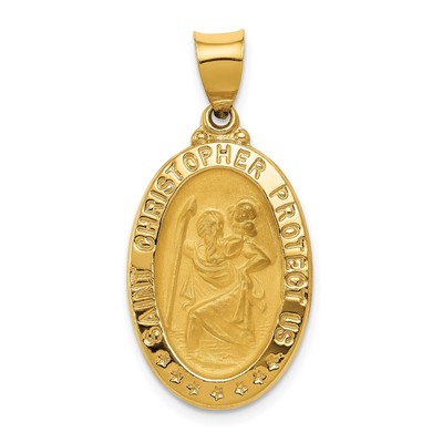 14k Gold Saint Christopher Pendant Travel Protection Medal Religious Necklace