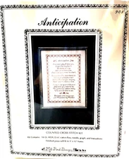 Stitchery Craft Kit Vtg 1990 Mill Pond Design 18-Count Cross Stitch ANTICIPATION