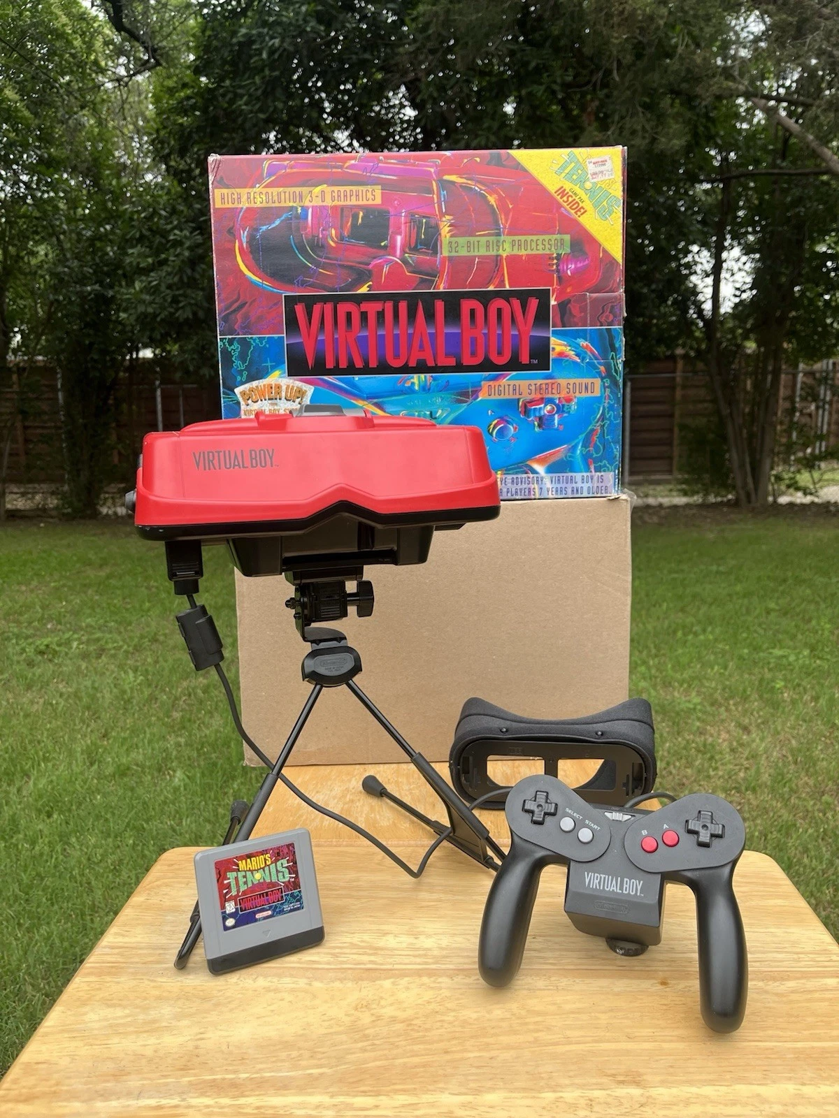 Nintendo Virtual Boy Console Complete No Manual Tested W/ Mario Tennis Mint Box