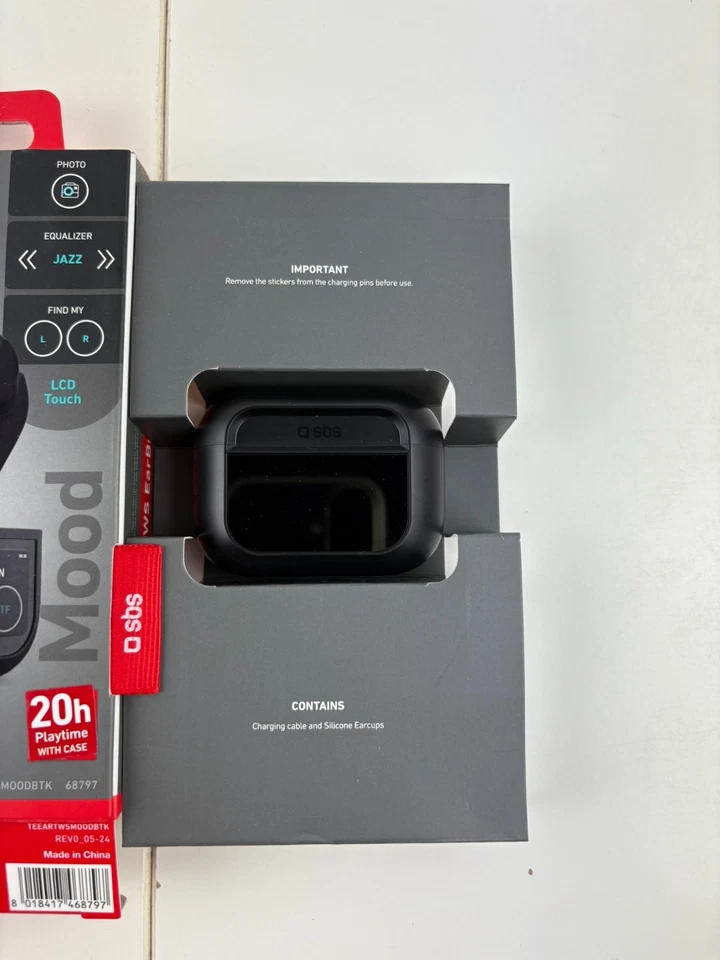 SBS Mood TWS Auricolari ANC Display LCD Touch Bluetooth In-Ear Nero Premium - Immagine 4 di 4
