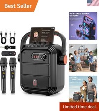 Karaoke Machine with 2 Wireless Microphones, 5200mAh Portable Speaker Set Blu...