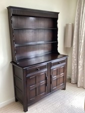 PRIORY DARK OAK DRESSER  / SIDEBOARD, TWO DRAWERS OVER CUPBOARDS