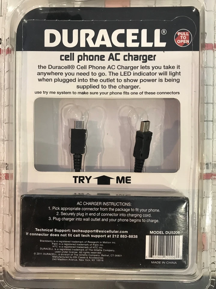 Carregador AC para celular Duracell escritório em casa micro USB DU5206 - Imagem 2 de 2