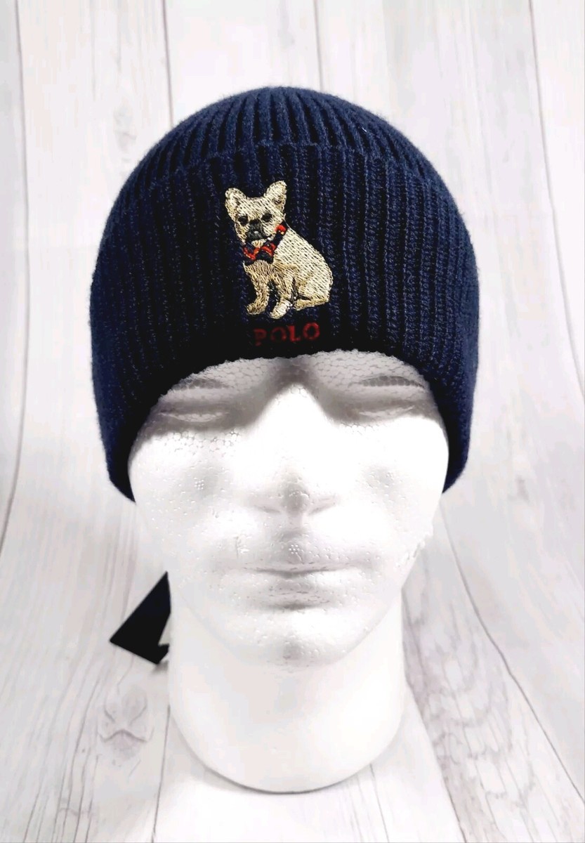 Polo Ralph Lauren Frenchie Frech Bulldog Cuffed Knit Beanie Ski