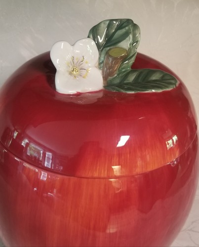 Vintage Delicious by Pfaltzgraff große 12" glänzende rote Apfel Keramik Keksdose - Bild 2 von 8
